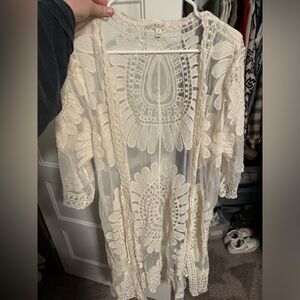 Long flowy lace kimono.